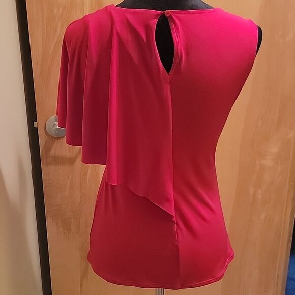 Carmen Marc Valvo Vibrant Pink Draped Blouse Sz S - Picture 3 of 6